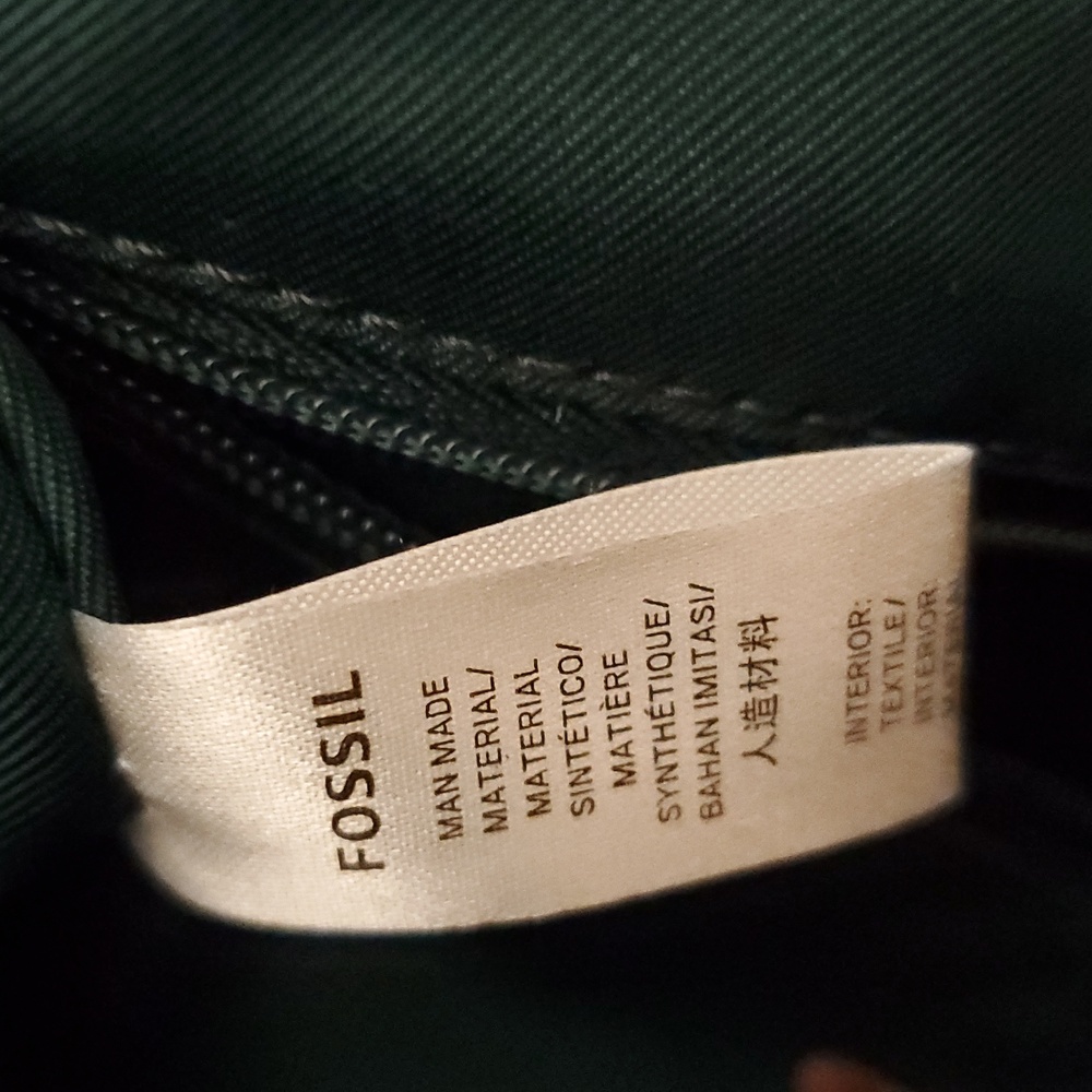 Fossil Fiona Teal Turquoise Woven Canvas Crossbody Purse Bag - Picture 9 of 14